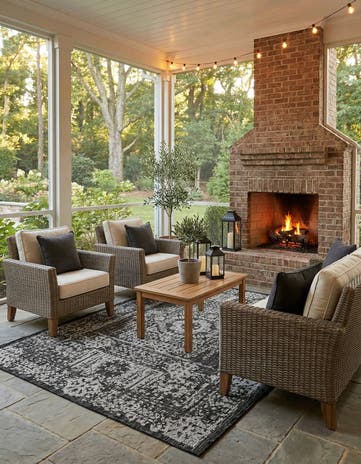 5' 3 x 8' Easy-Clean Traditional Indoor / Outdoor Rug