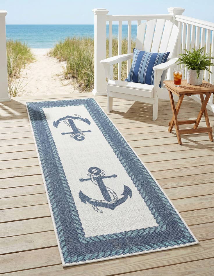 Detail image of 2' x 6' Washable Coastal Indoor / Outdoor Runner Rug