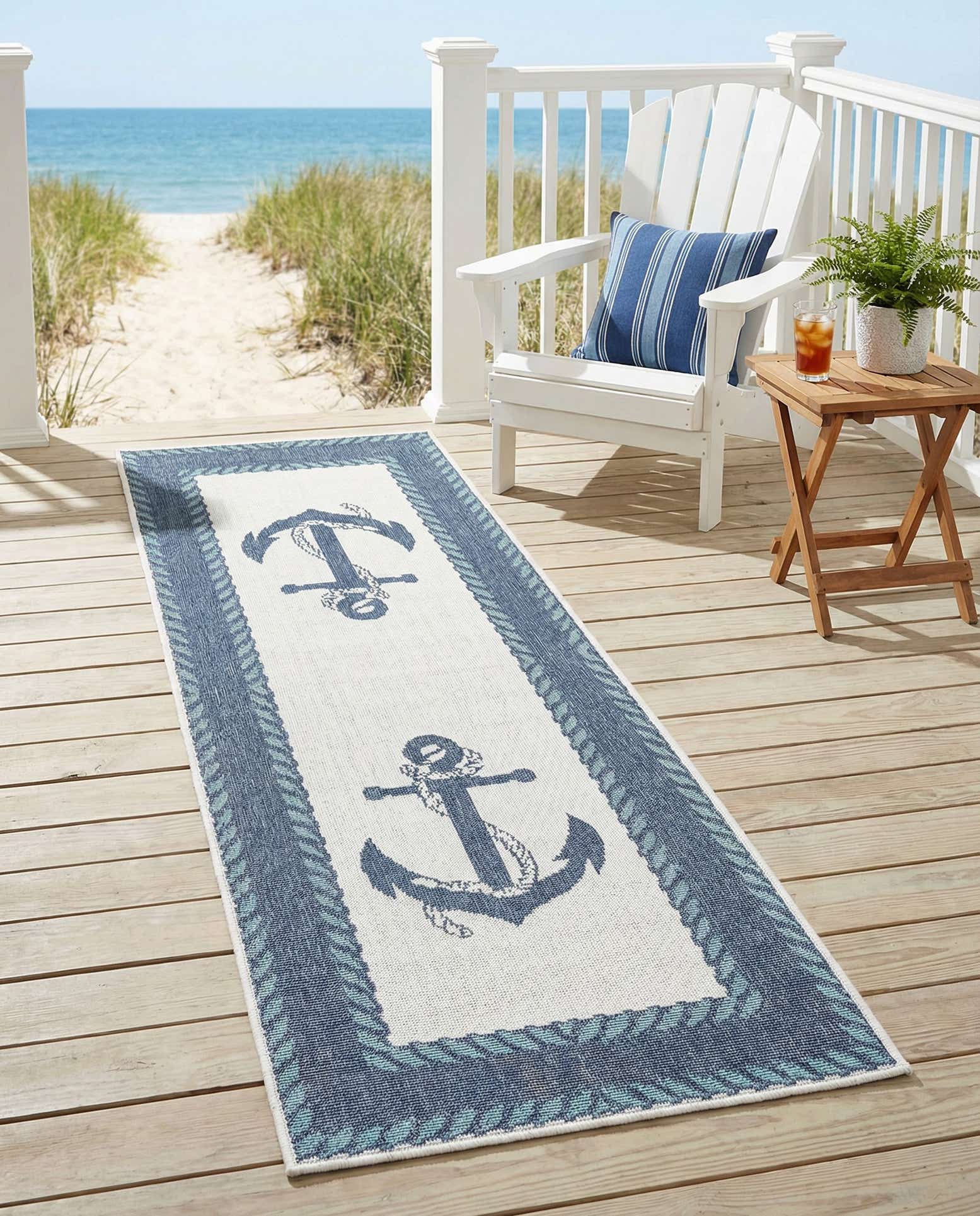 2' x 6' Easy-Clean Coastal Indoor / Outdoor Runner Rug