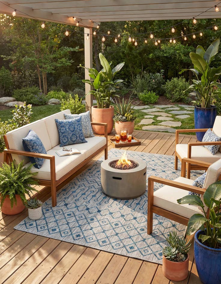 Detail image of 5' x 8'  Washable Trellis Indoor / Outdoor Rug