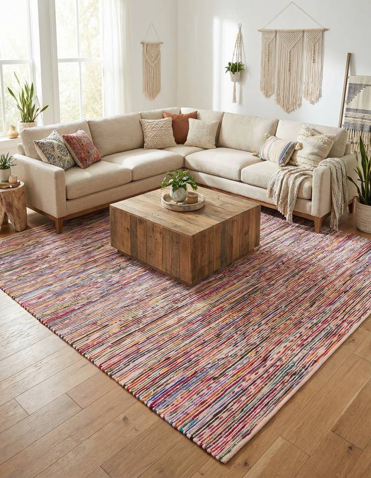 Detail image of 10' x 10'  Hand Woven Chindi Cotton Square Rug