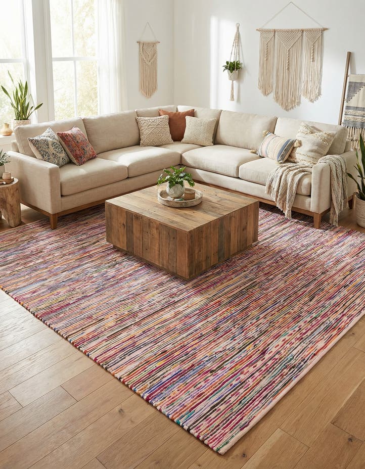 10' x 10' Hand Woven Chindi Cotton Square Rug
