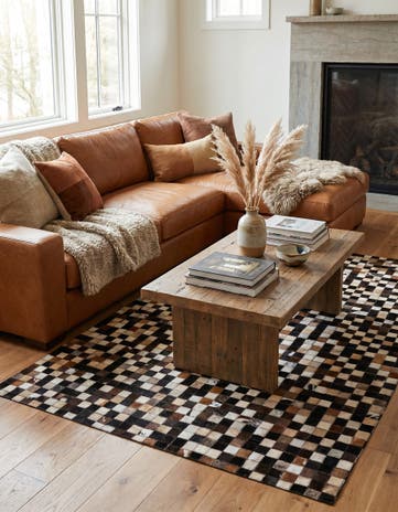 4' x 6' 2 Cowhide Leather Rug