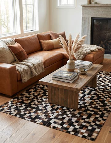 4' x 6' 2 Cowhide Leather Rug