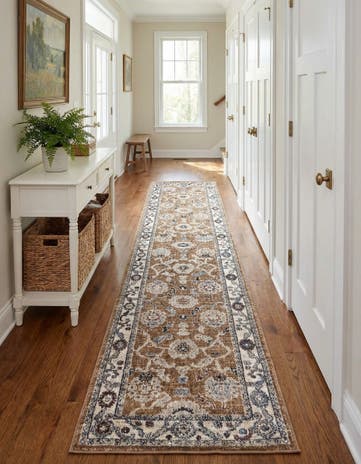Almond Beige Eco Traditional Runner Rug