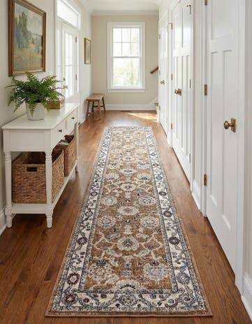 Almond Beige Eco Traditional Runner Rug