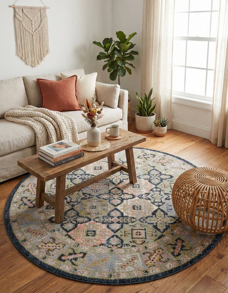 Detail image of 5' 3 x 5' 3 Kamala Washable Round Rug