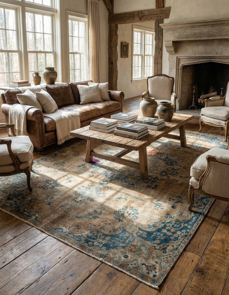 Detail image of 6' 1 x 9' 2 Hand Knotted Ultra Vintage Persian Wool Rug