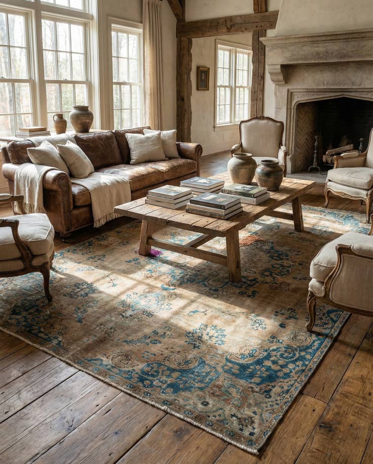 Detail image of 6' 1 x 9' 2 Hand Knotted Ultra Vintage Persian Wool Rug