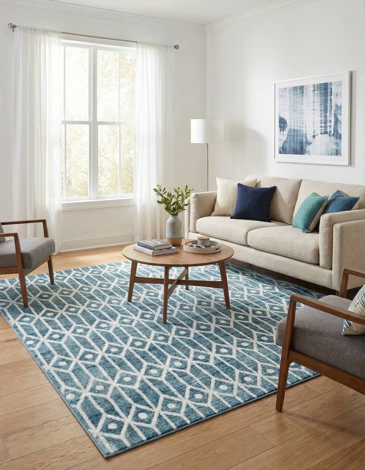 Detail image of 7' x 7' Lattice Trellis Square Rug