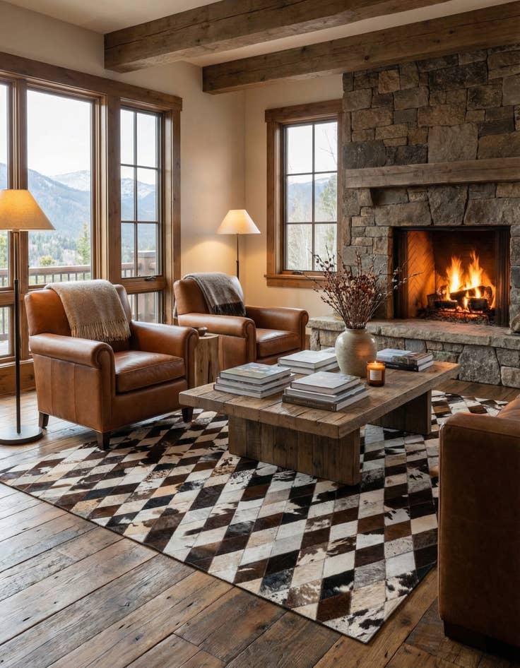 Detail image of 5' 8 x 7' 11 Cowhide Stocks Rug