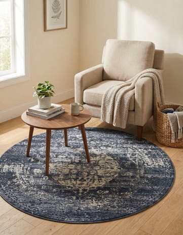 Gray Blue Eliza Round Rug
