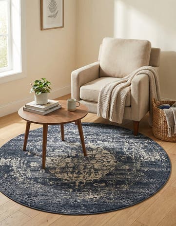 Gray Blue Eliza Round Rug