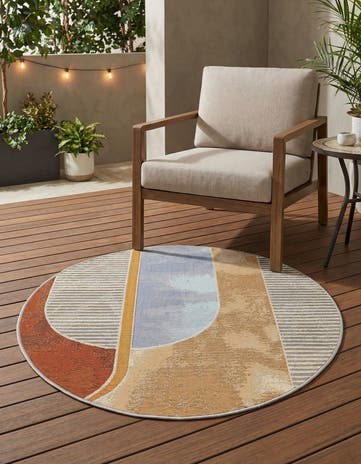 3' 3 x 3' 3 Easy-Clean Modern Indoor / Outdoor Round Rug
