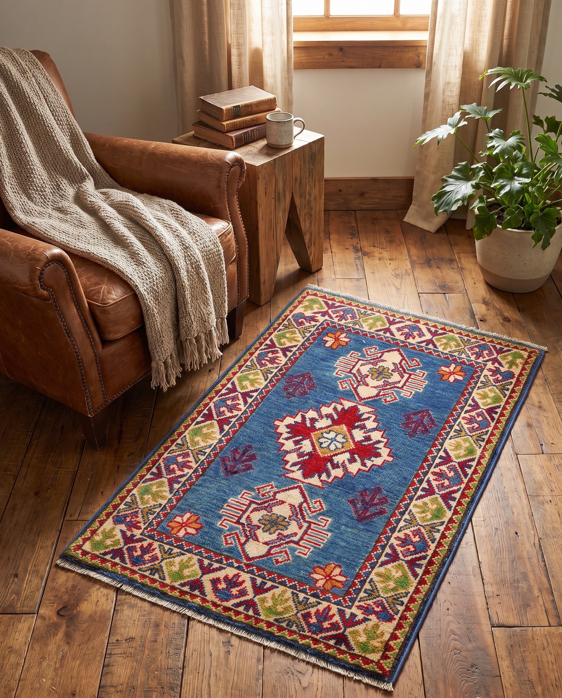 2' x 3' 1 Hand Knotted Kazak Rug