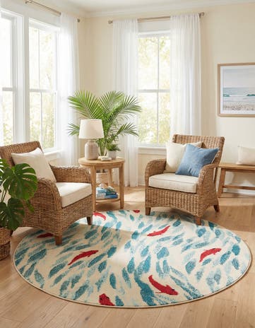 Beige Washable Amalfi Round Rug