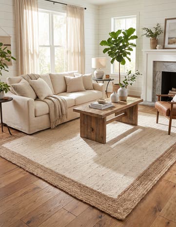 White Handmade Braided Jute Rug