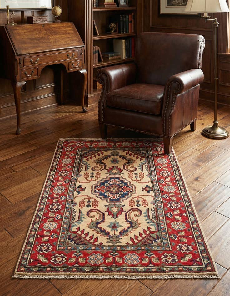 Detail image of 2' 7 x 4' 2 Hand Knotted Kazak Rug