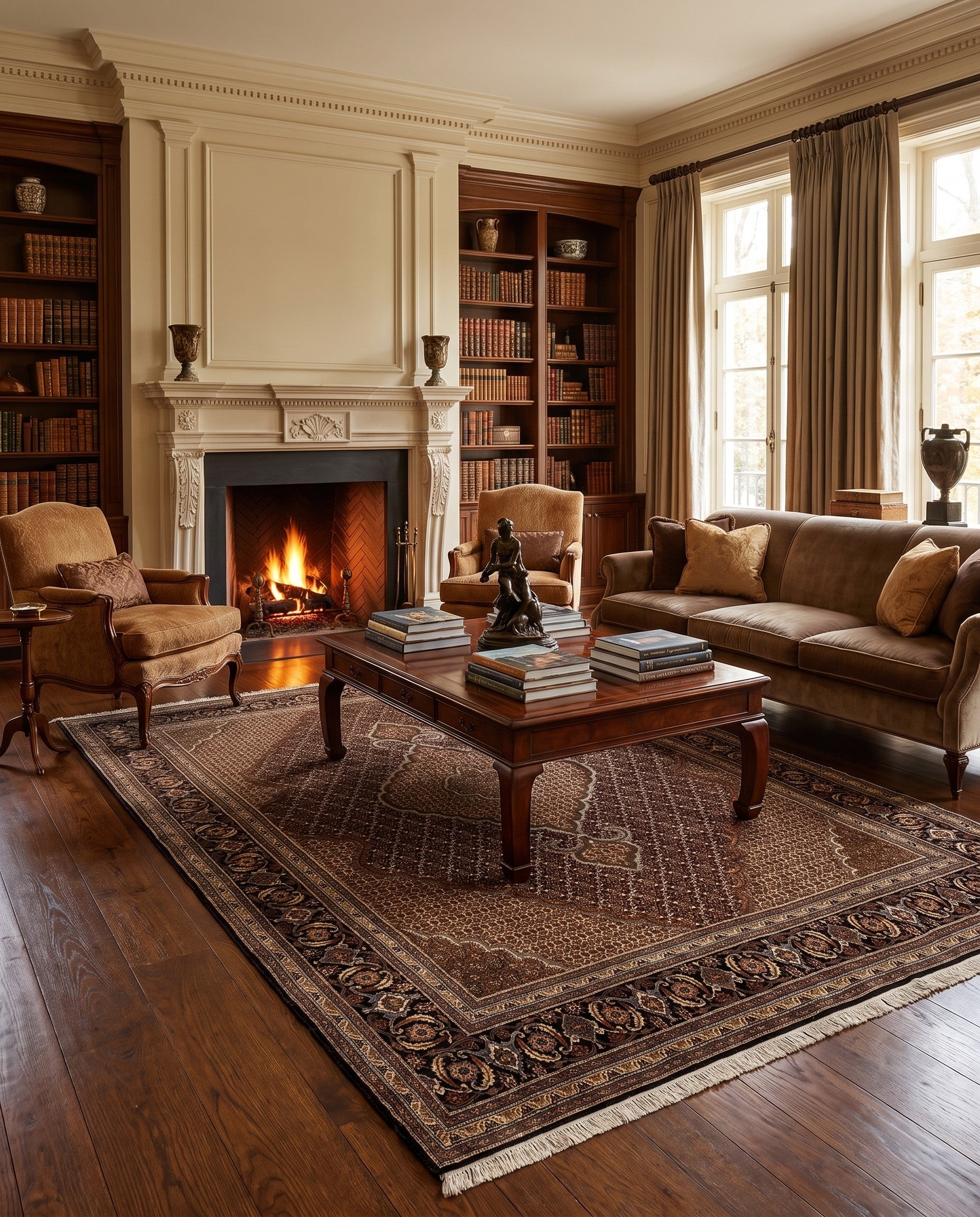 6' 7 x 9' 10 Hand Knotted Tabriz Mahi Persian Wool Rug