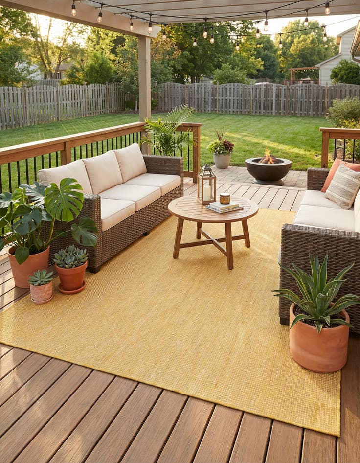 Detail image of 5' 3 x 8'  Washable Solid Indoor / Outdoor Rug