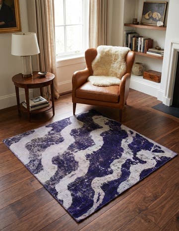 4' 6 x 4' 8 Hand Knotted Ultra Vintage Persian Wool Square Rug
