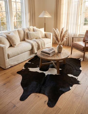 5' 1 x 5' 5 Cowhide Leather Square Rug