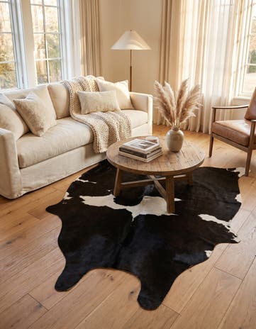 5' 1 x 5' 5 Cowhide Leather Square Rug