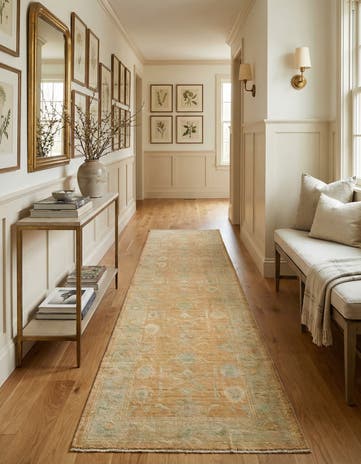 2' 8 x 11' 6 Hand Knotted Oushak Wool Runner Rug