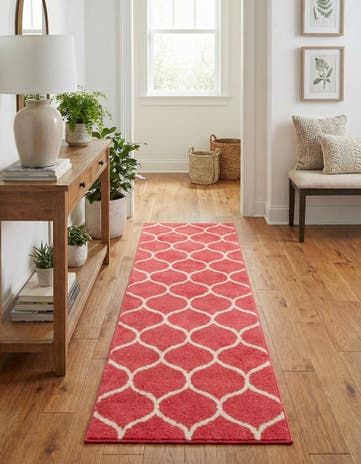 Pink Lattice Frieze Runner Rug