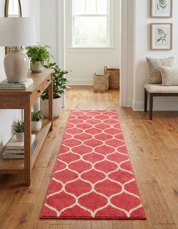 Pink Lattice Frieze Runner Rug