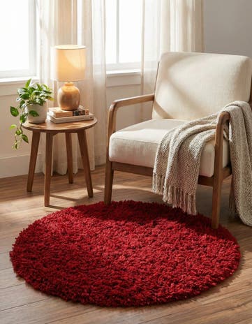 Merlot Infinity Shag Round Rug