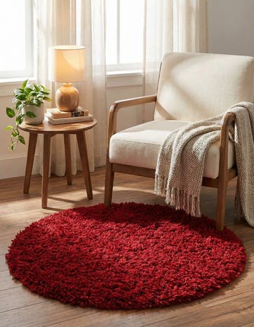 Merlot Infinity Shag Round Rug
