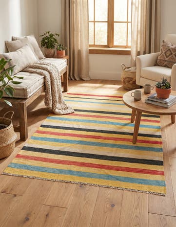 3' 10 x 5' 10 Hand Woven Kilim Maymana Wool Rug