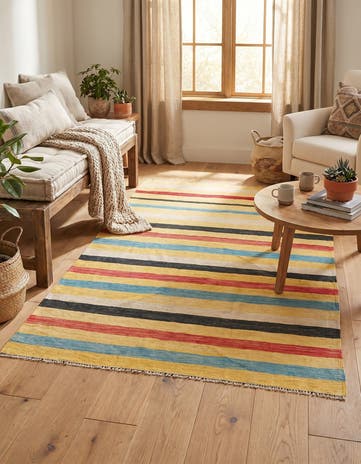 3' 10 x 5' 10 Hand Woven Kilim Maymana Wool Rug
