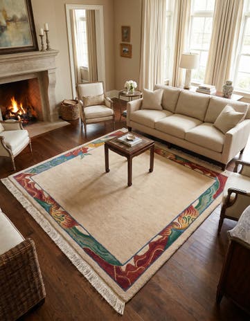 6' 7 x 6' 8 Hand Knotted Nepal Wool Square Rug