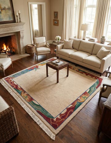 6' 7 x 6' 8 Hand Knotted Nepal Wool Square Rug