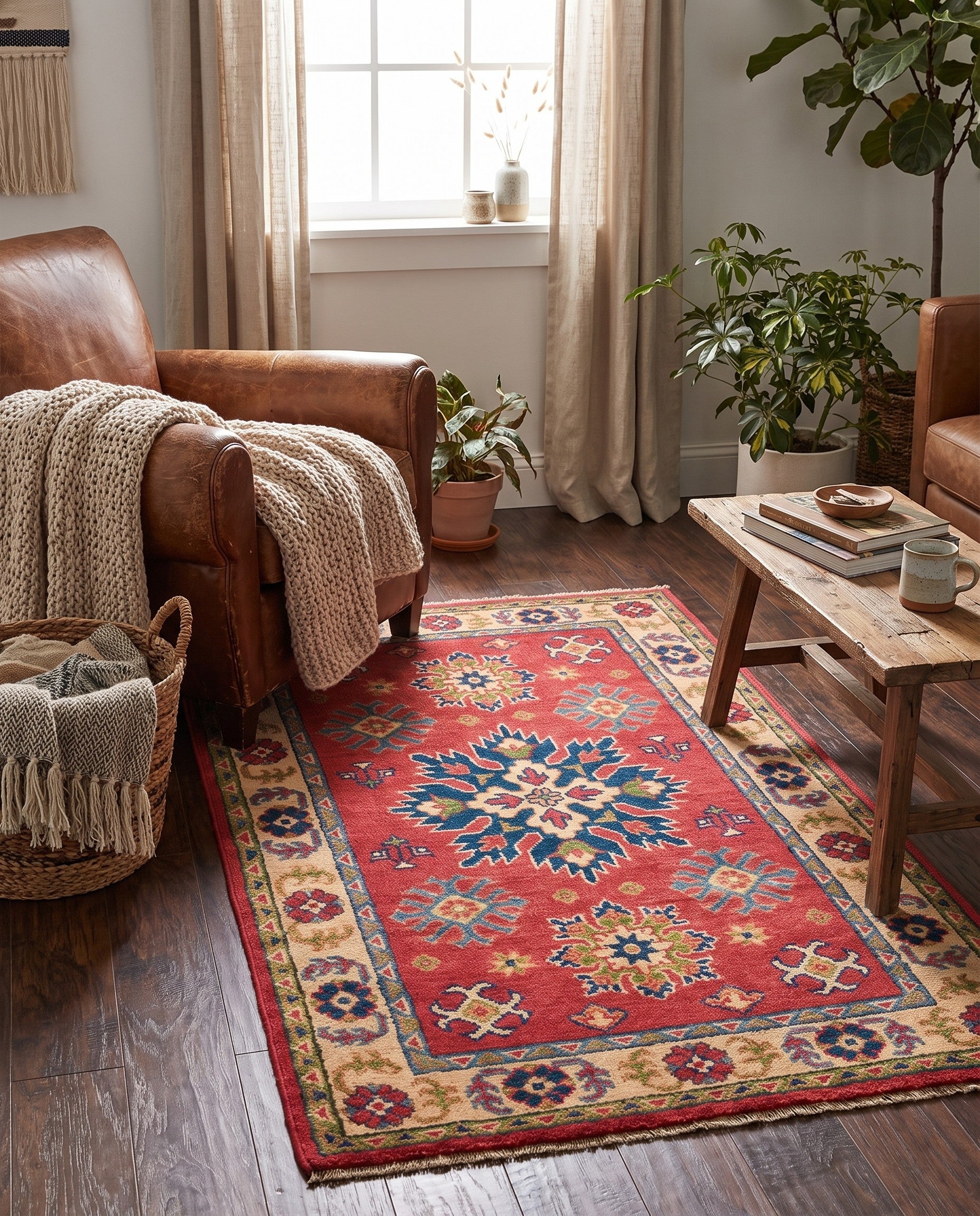 2' 7 x 4' Hand Knotted Kazak Rug