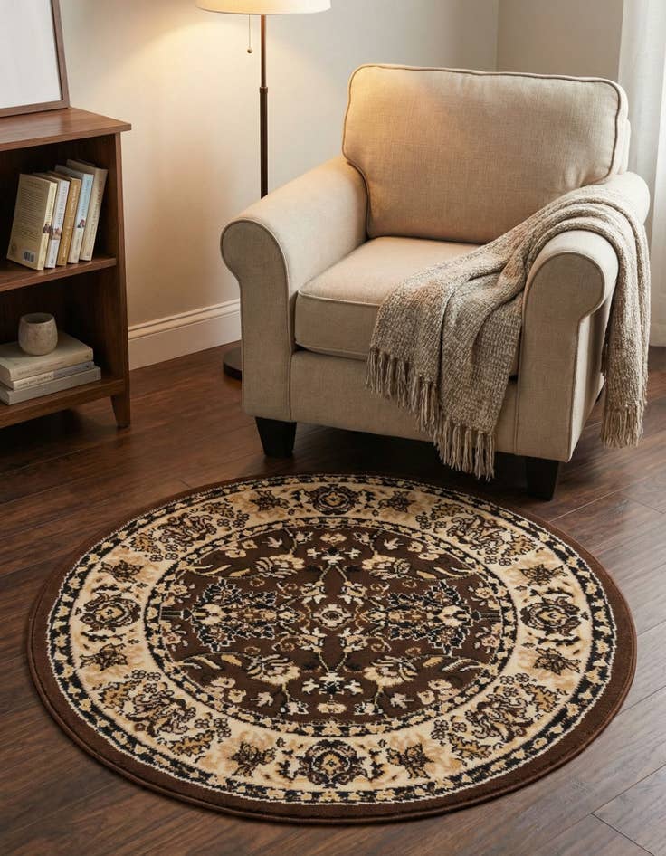 Detail image of 3' x 3' Kashan Design Round Rug