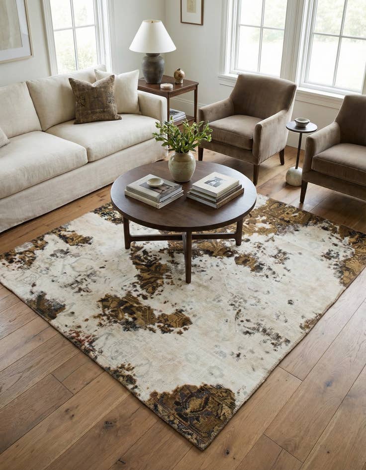 Detail image of 5' 4 x 6' 5 Hand Knotted Ultra Vintage Persian Wool Square Rug