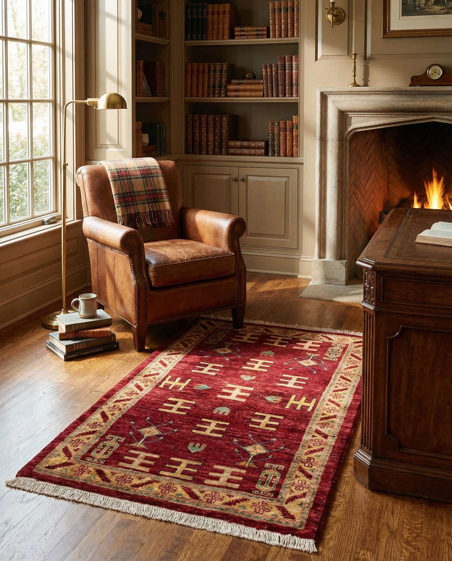 3' 5 x 5' 6 Hand Knotted Ziegler Wool Rug