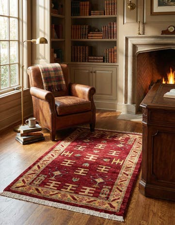 3' 5 x 5' 6 Hand Knotted Ziegler Wool Rug