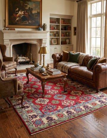 6' 7 x 9' 9 Hand Knotted Kazak Rug
