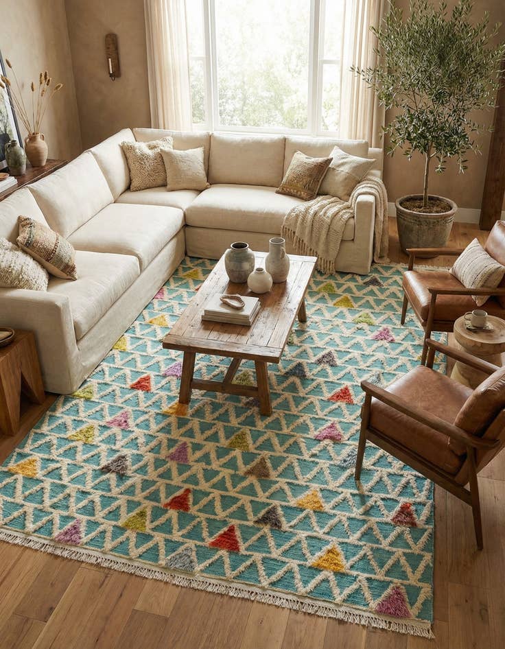 Detail image of 6' 7 x 10' 6 Hand Knotted Moroccan Wool Rug