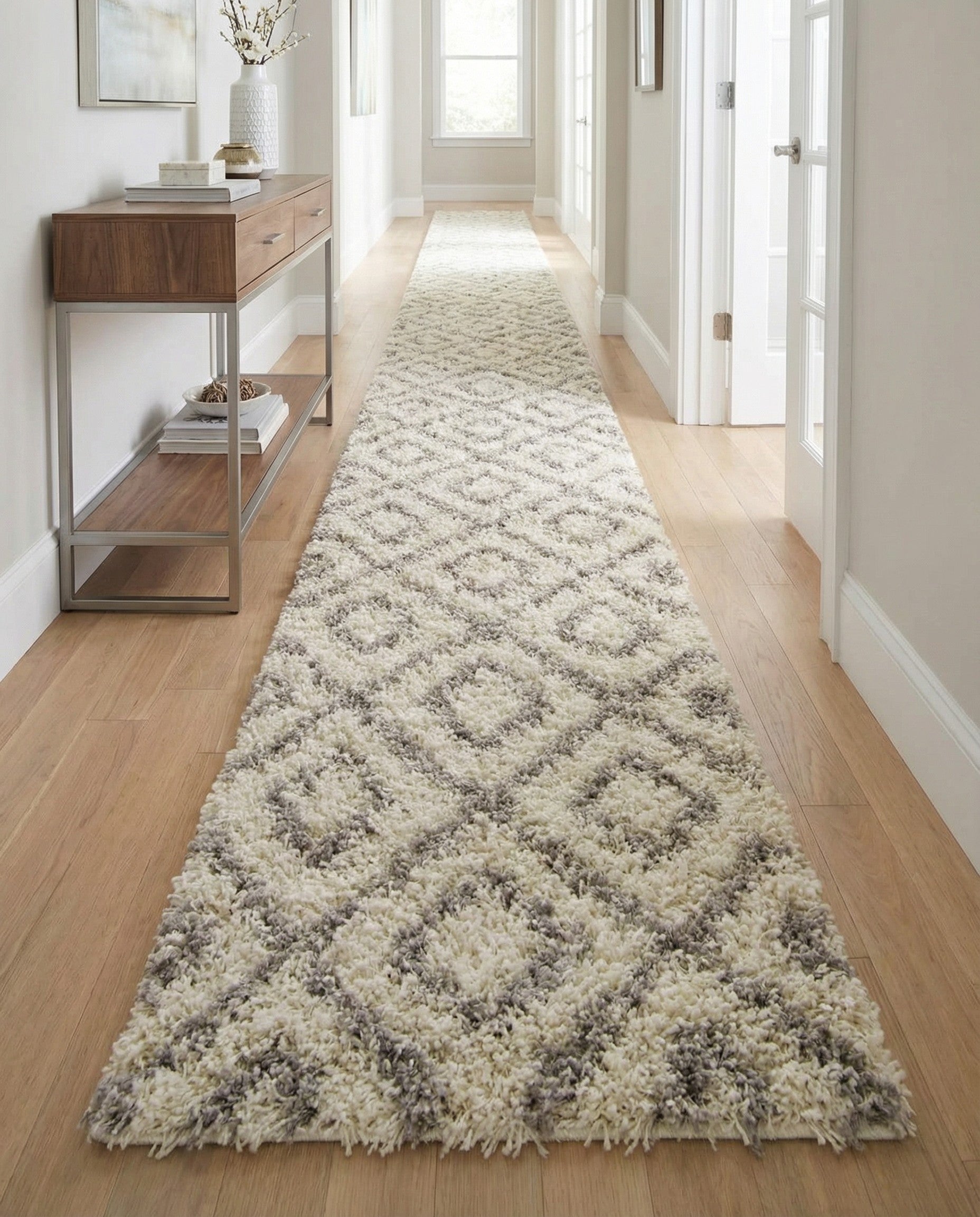 3' 3 x 16' 5 Trellis Shag Runner Rug