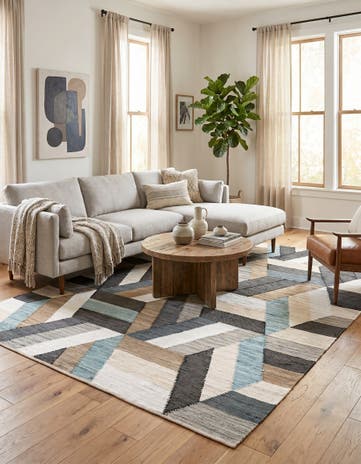 10' x 14' 1 Hand Braided Chindi Cotton Rug