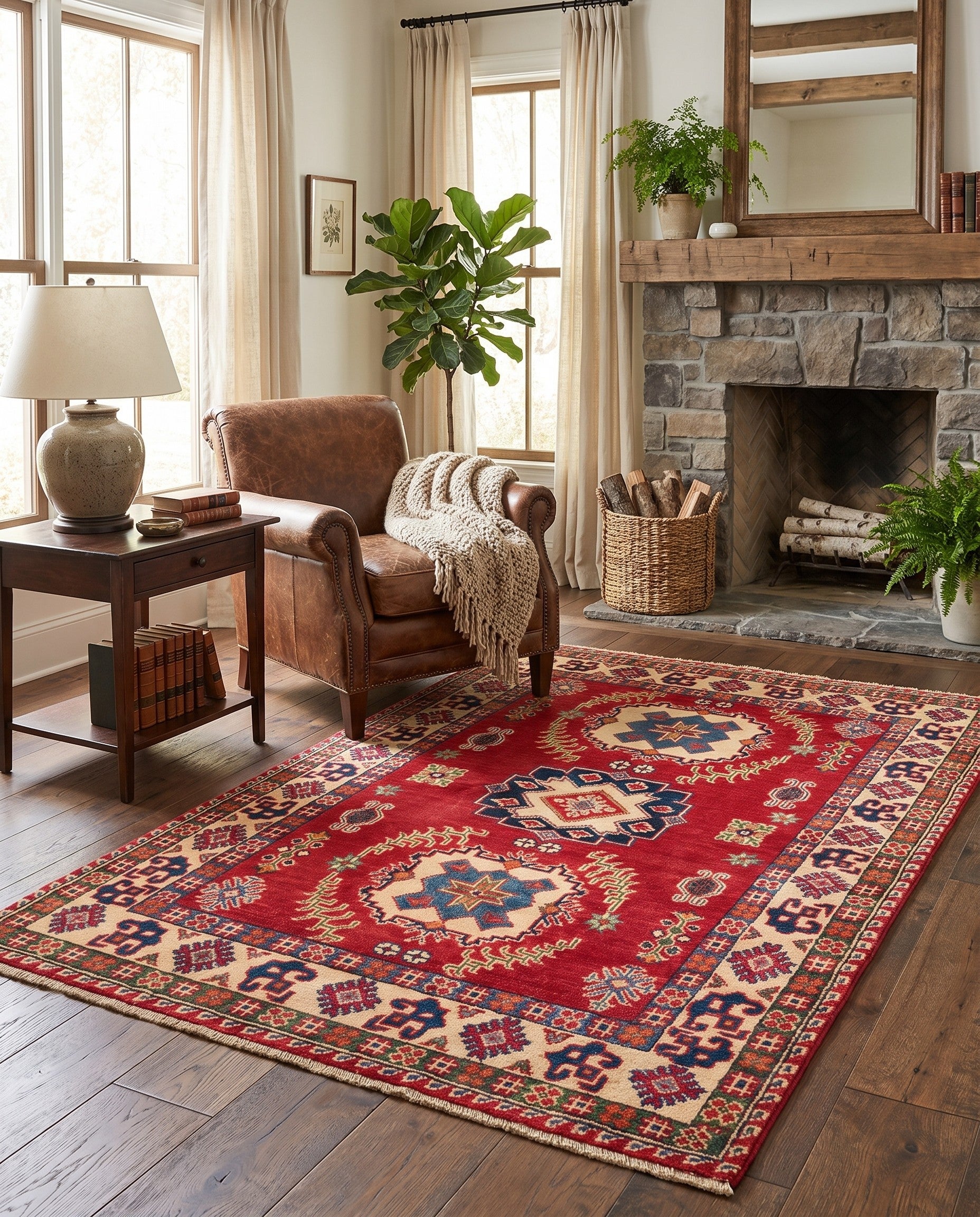 3' 4 x 5' 2 Hand Knotted Kazak Rug