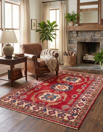 3' 4 x 5' 2 Hand Knotted Kazak Rug