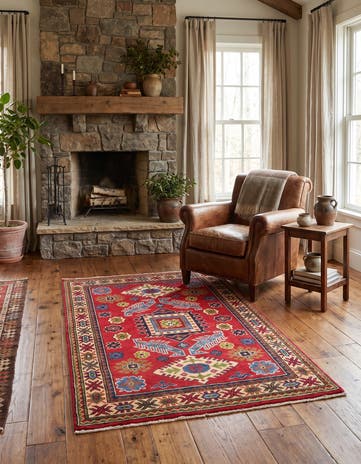 3' 3 x 4' 10 Hand Knotted Kazak Rug
