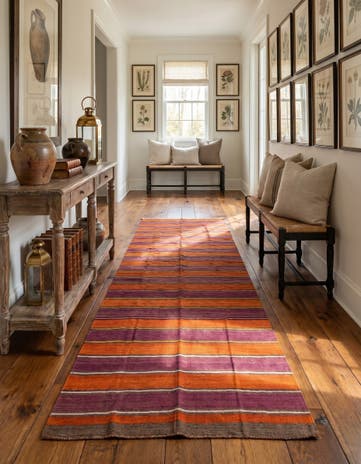 6' 3 x 9' 4 Hand Woven Kilim Fars Wool Runner Rug