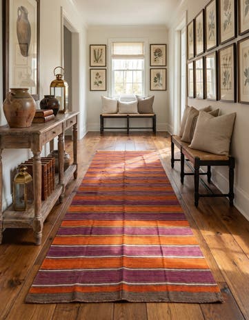 6' 3 x 9' 4 Hand Woven Kilim Fars Wool Runner Rug